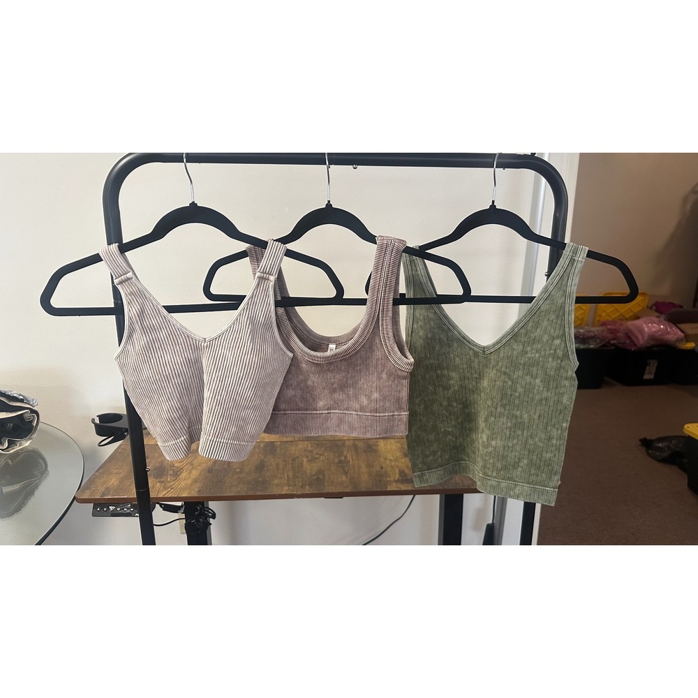 Lot of 3 Zenana Ribbed Seamless Crop Tank Tops size S/M